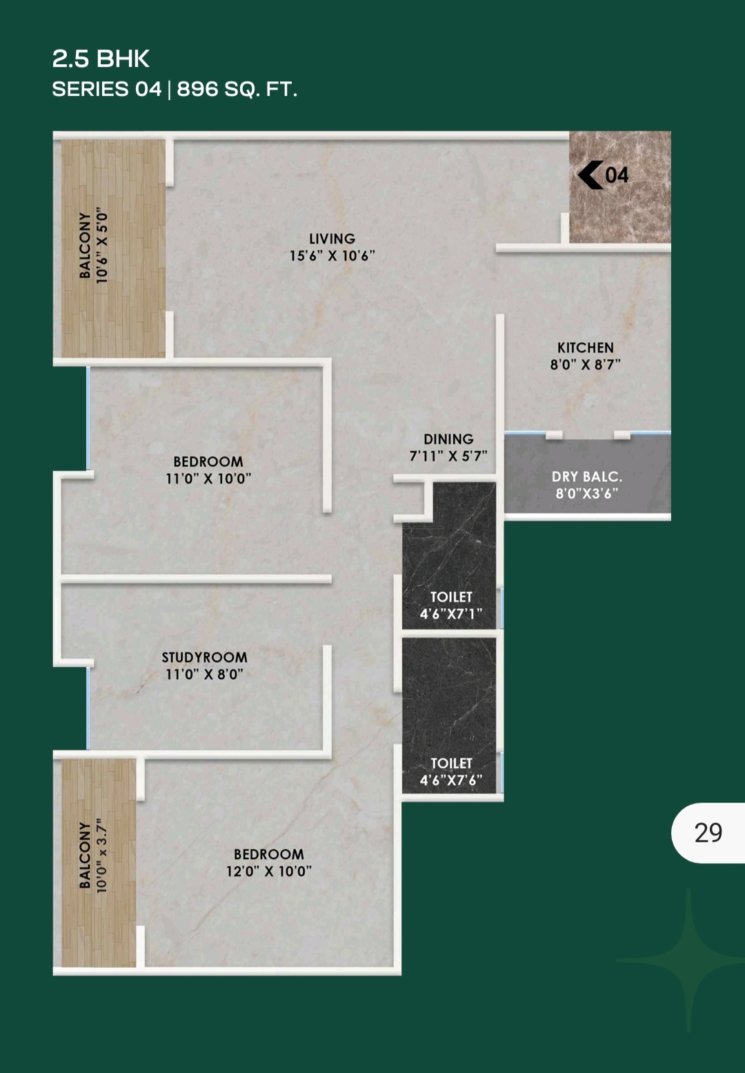 2.5 BHK Floor Plan